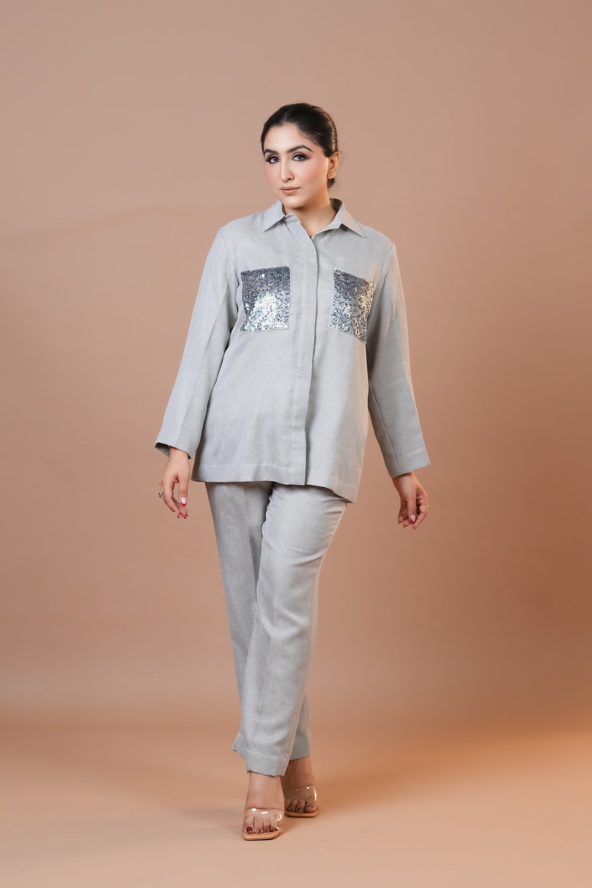 Silver Jute Linen Co-Ord Set