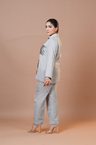 Silver Jute Linen Co-Ord Set