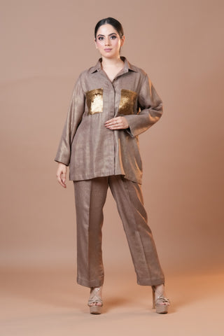 Brown Jute Linen Co-Ord Set