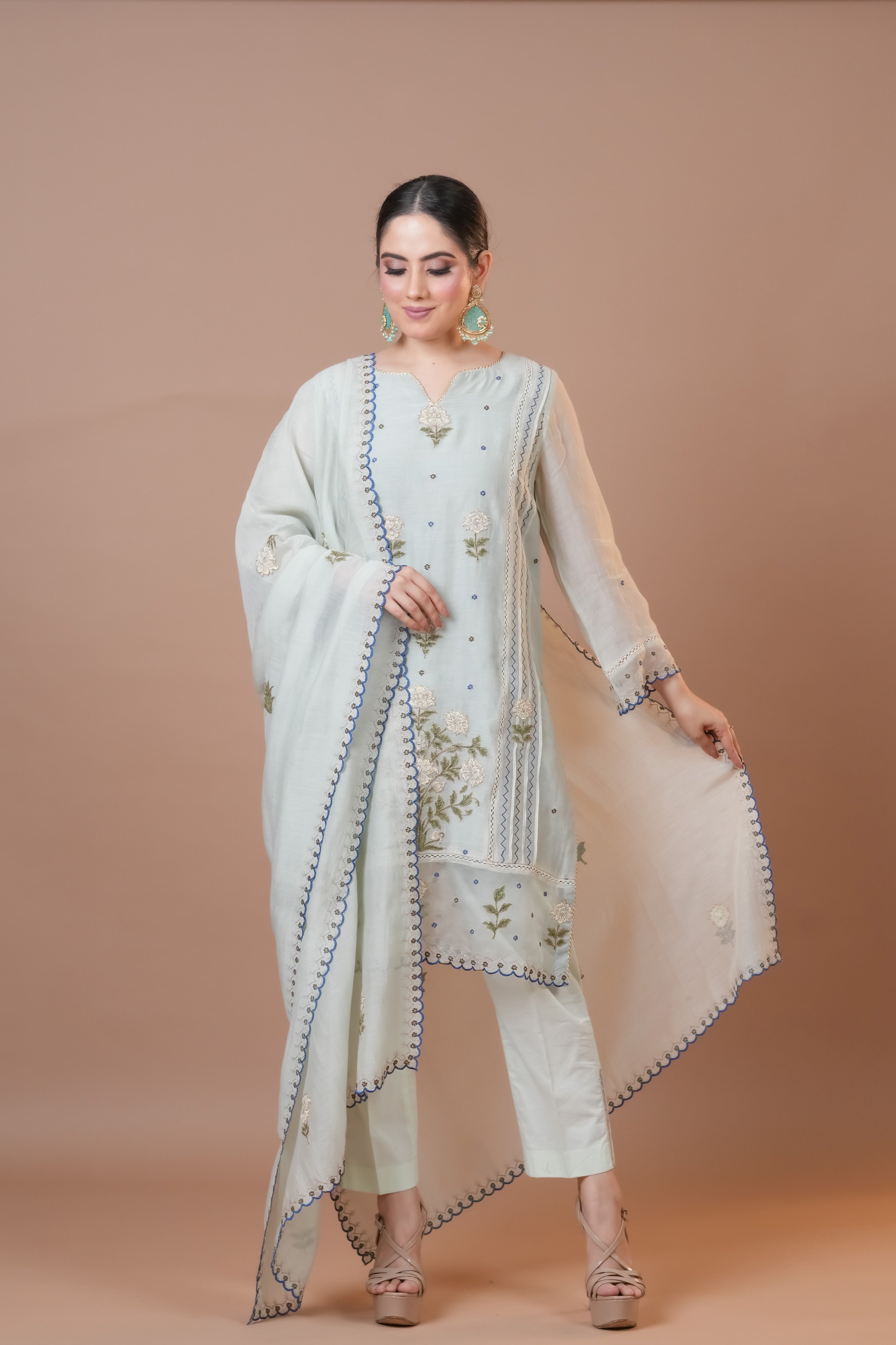 Mint Flash Chanderi Suit