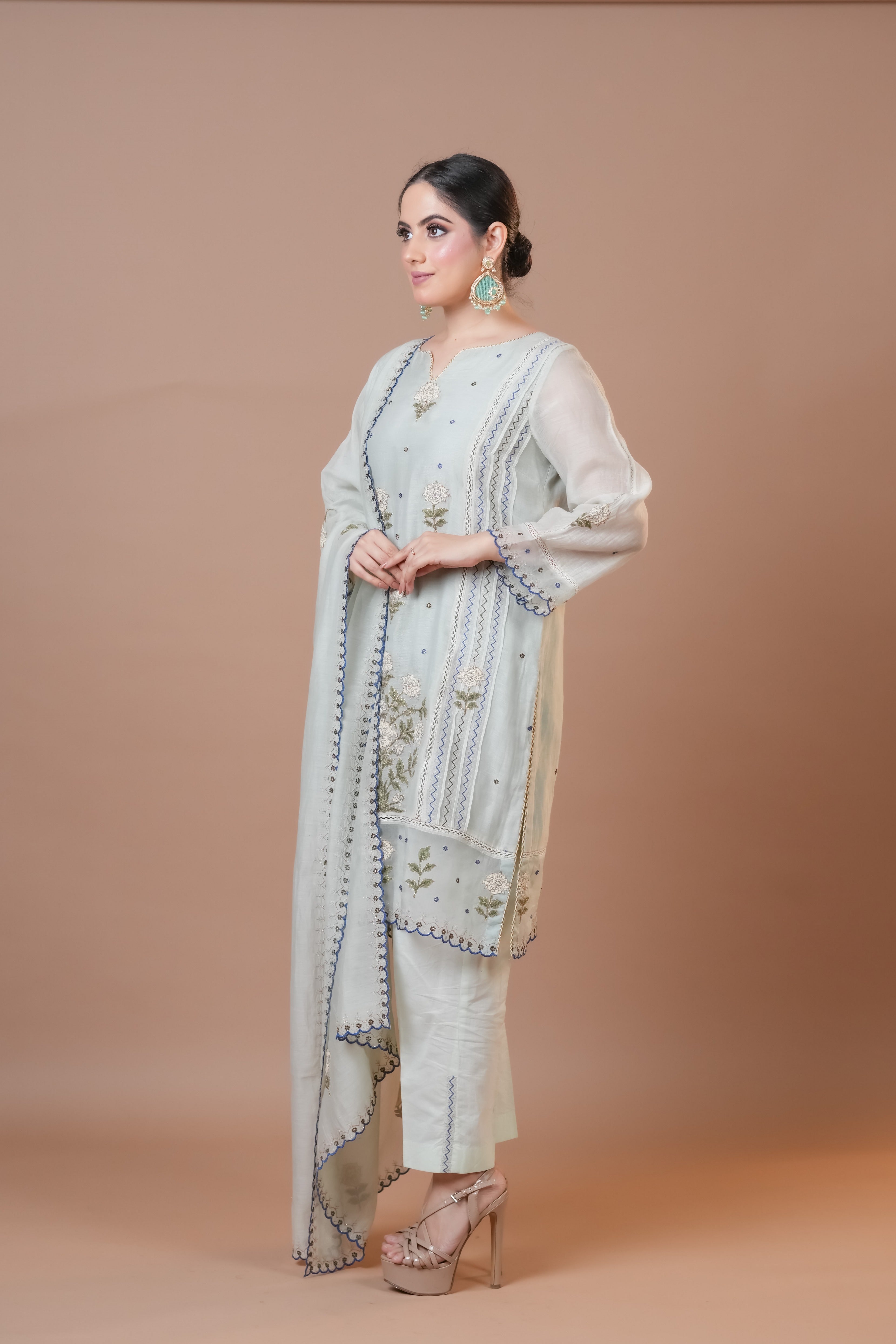 Mint Flash Chanderi Suit