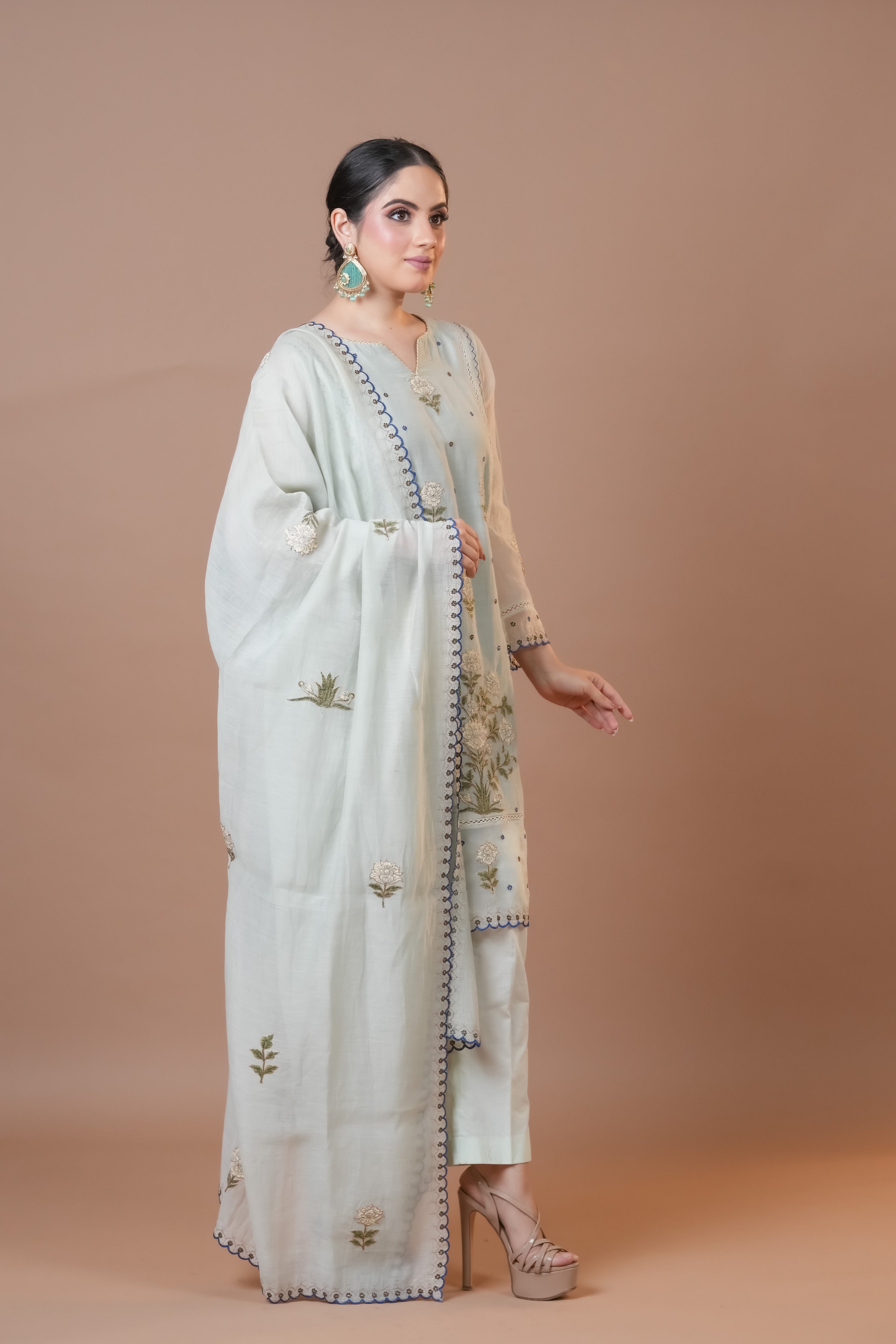 Mint Flash Chanderi Suit