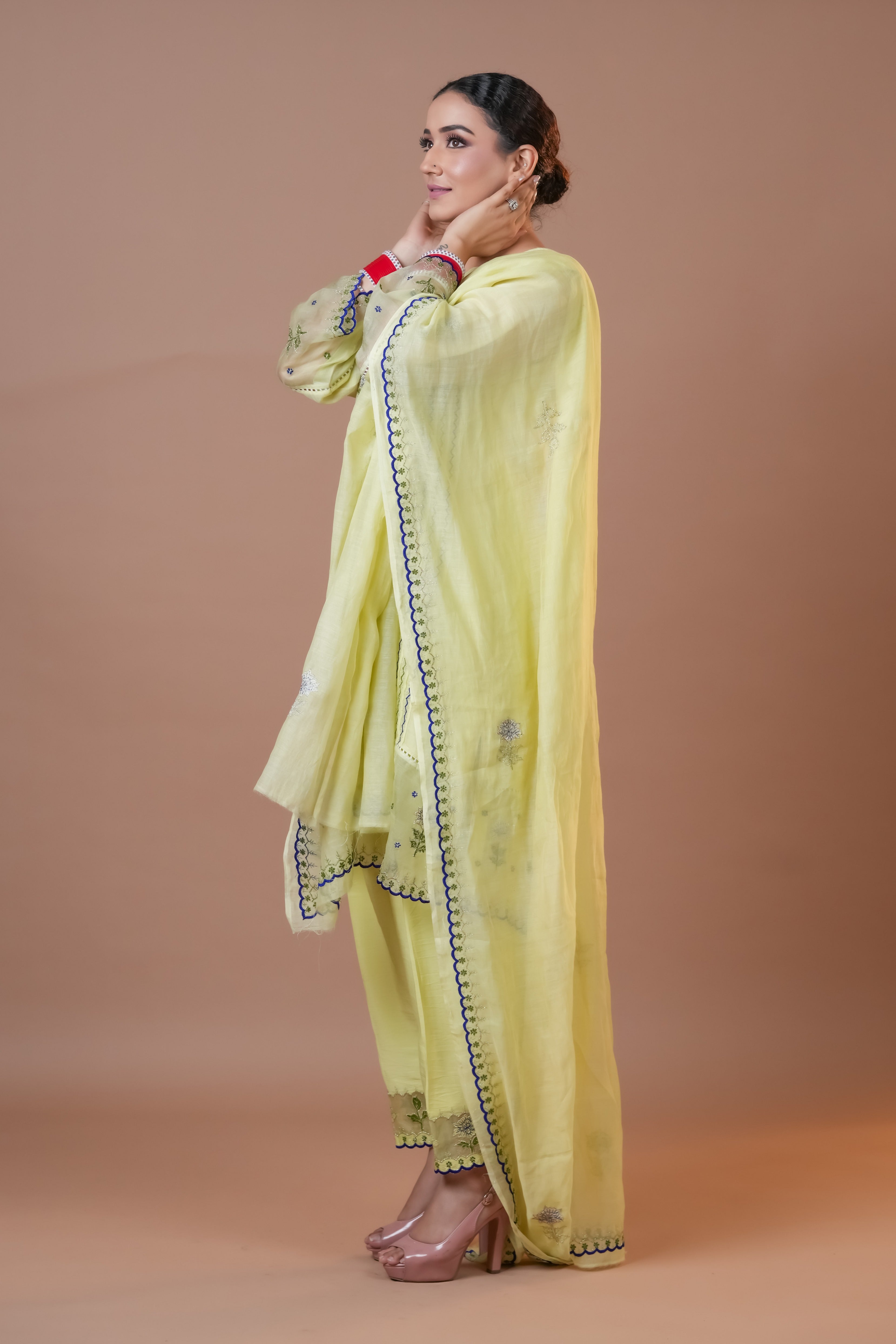 Lime Yellow Chanderi Suit