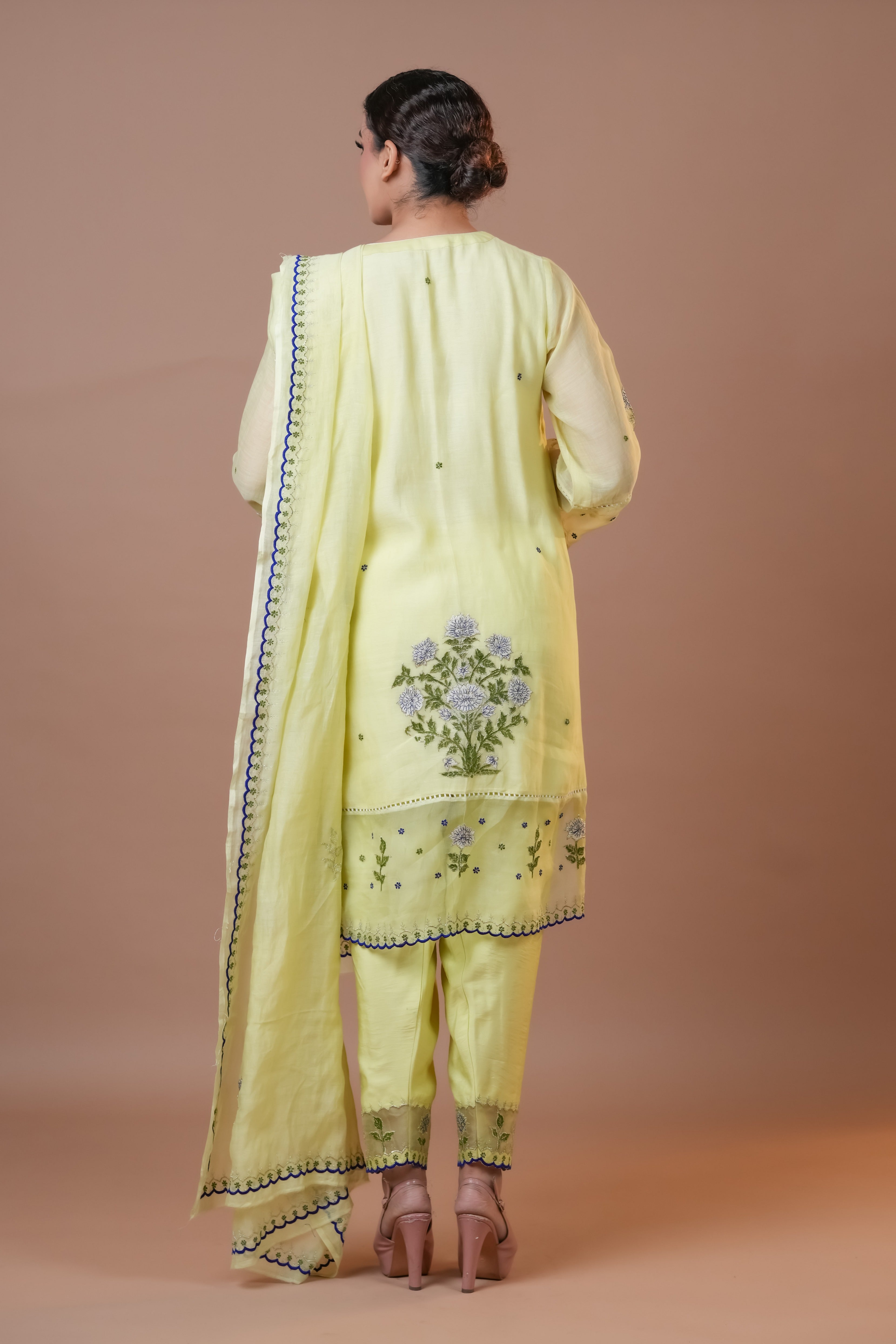 Lime Yellow Chanderi Suit