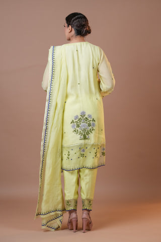 Lime Yellow Chanderi Suit