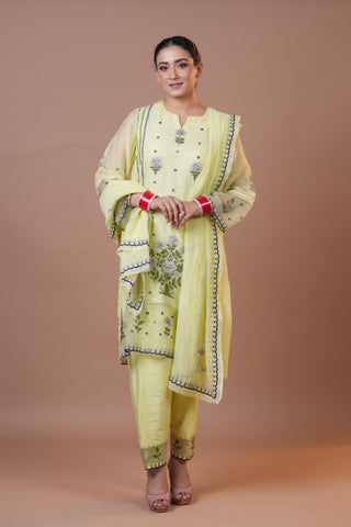 Lime Yellow Chanderi Suit