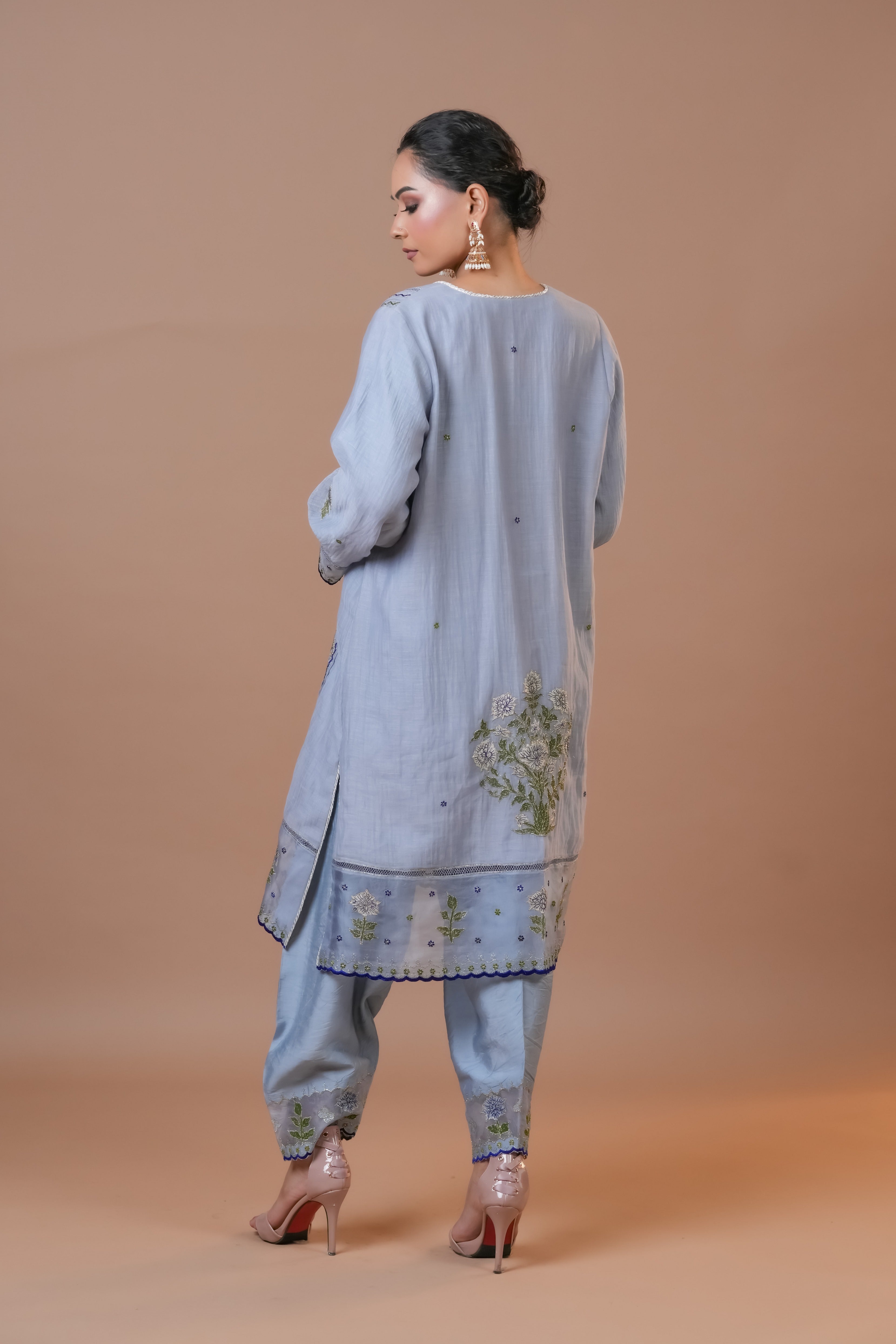 Crystal Blue Chanderi Suit