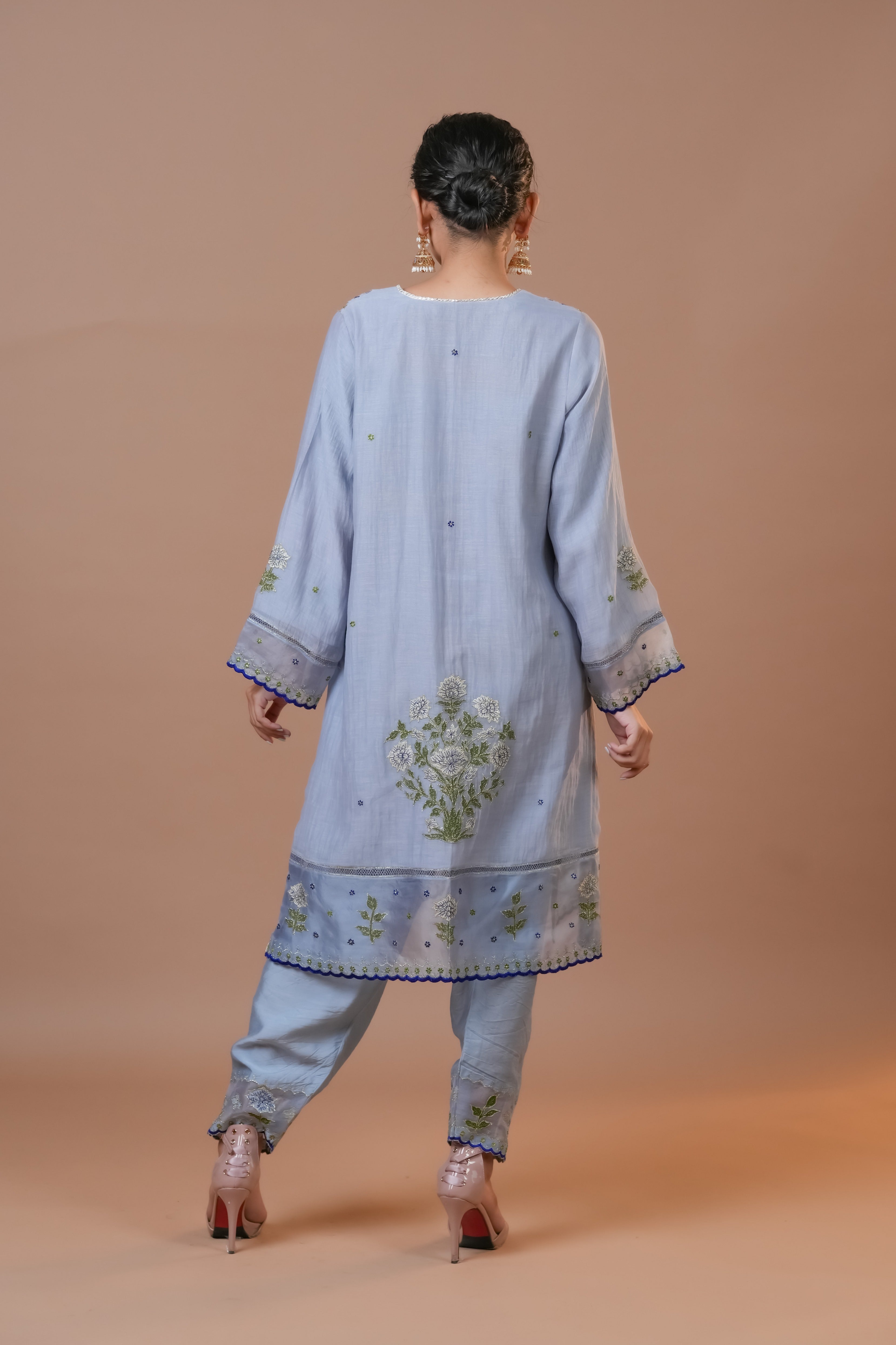 Crystal Blue Chanderi Suit