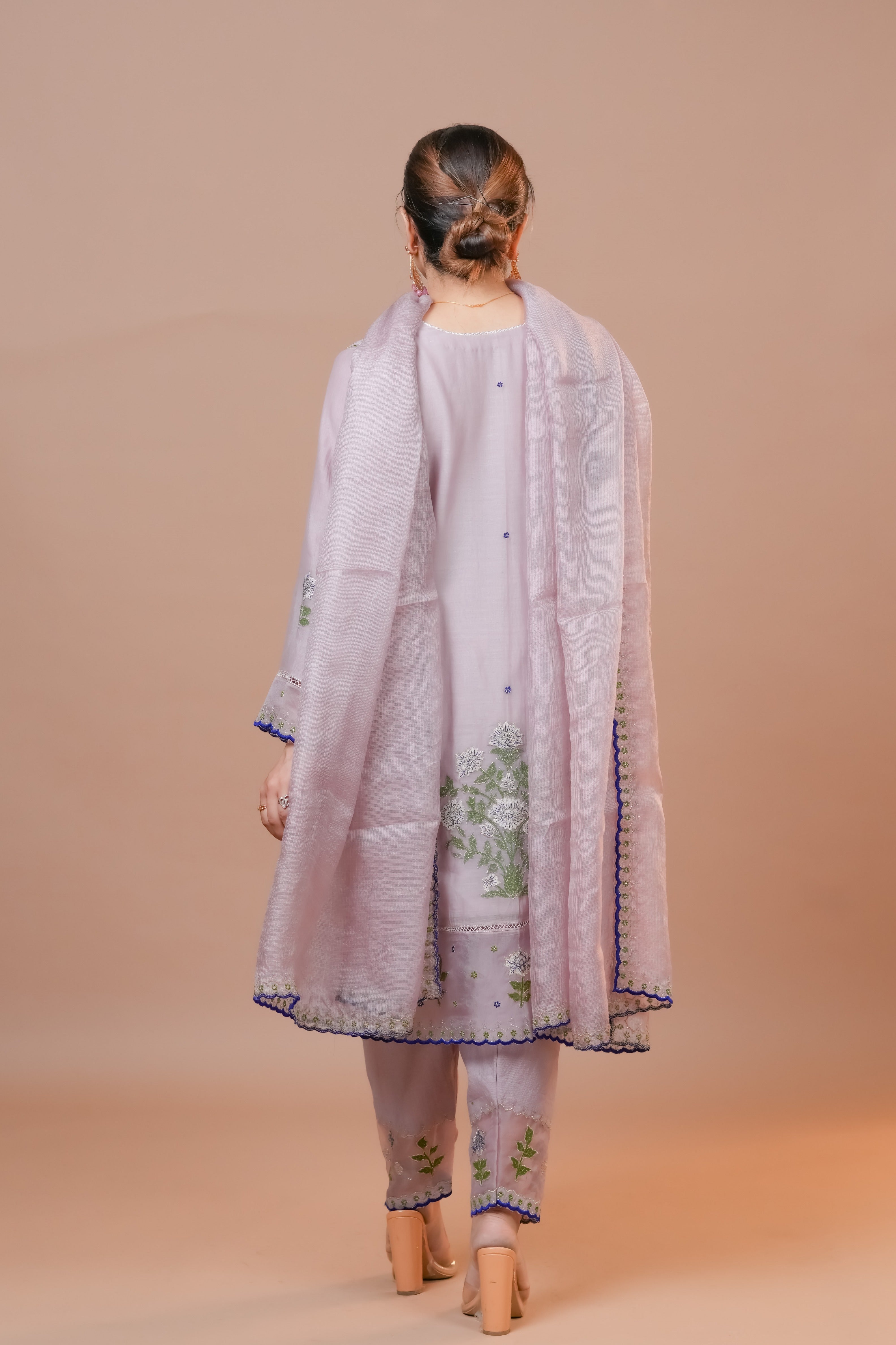 Misty Rose Chanderi Suit