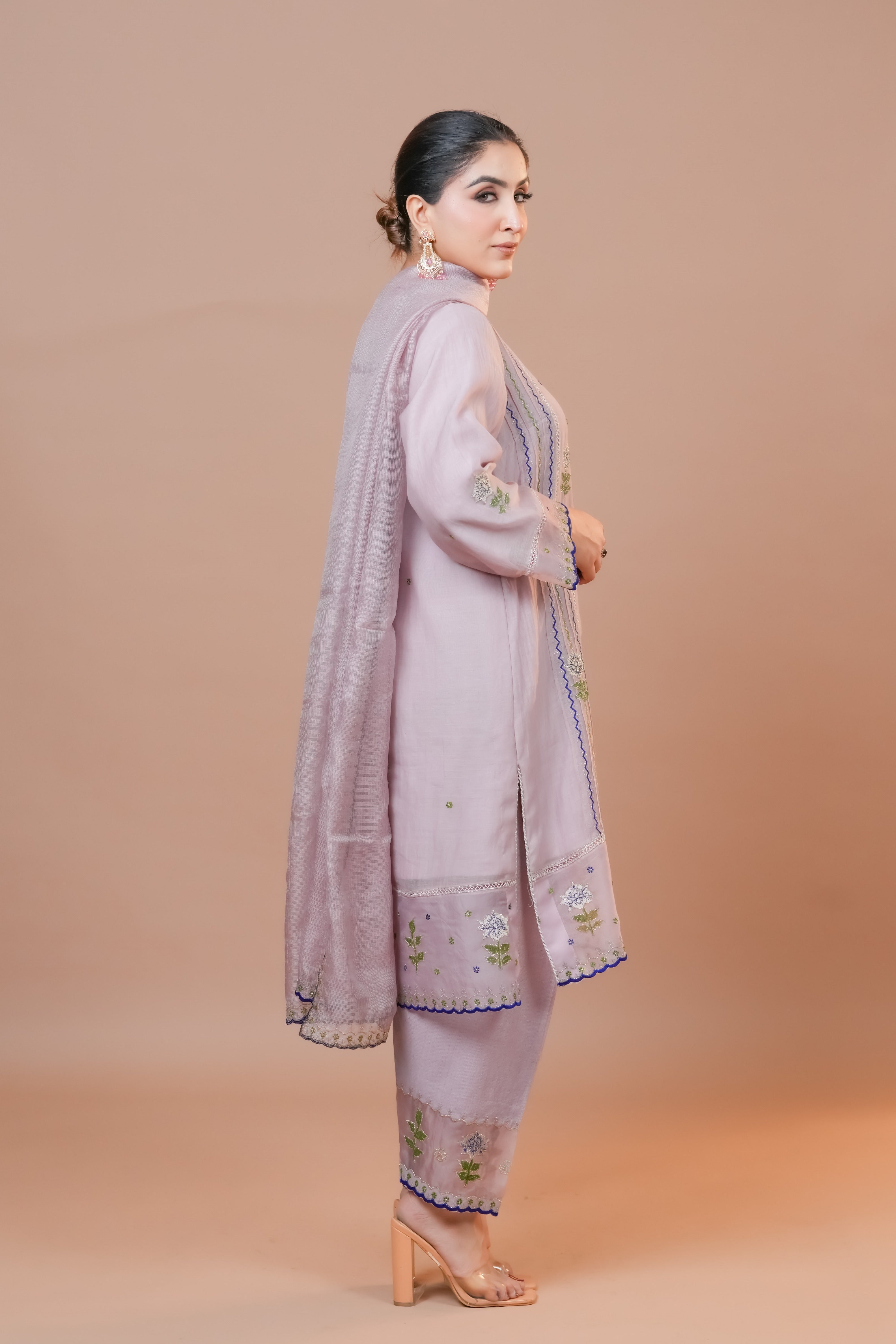 Misty Rose Chanderi Suit