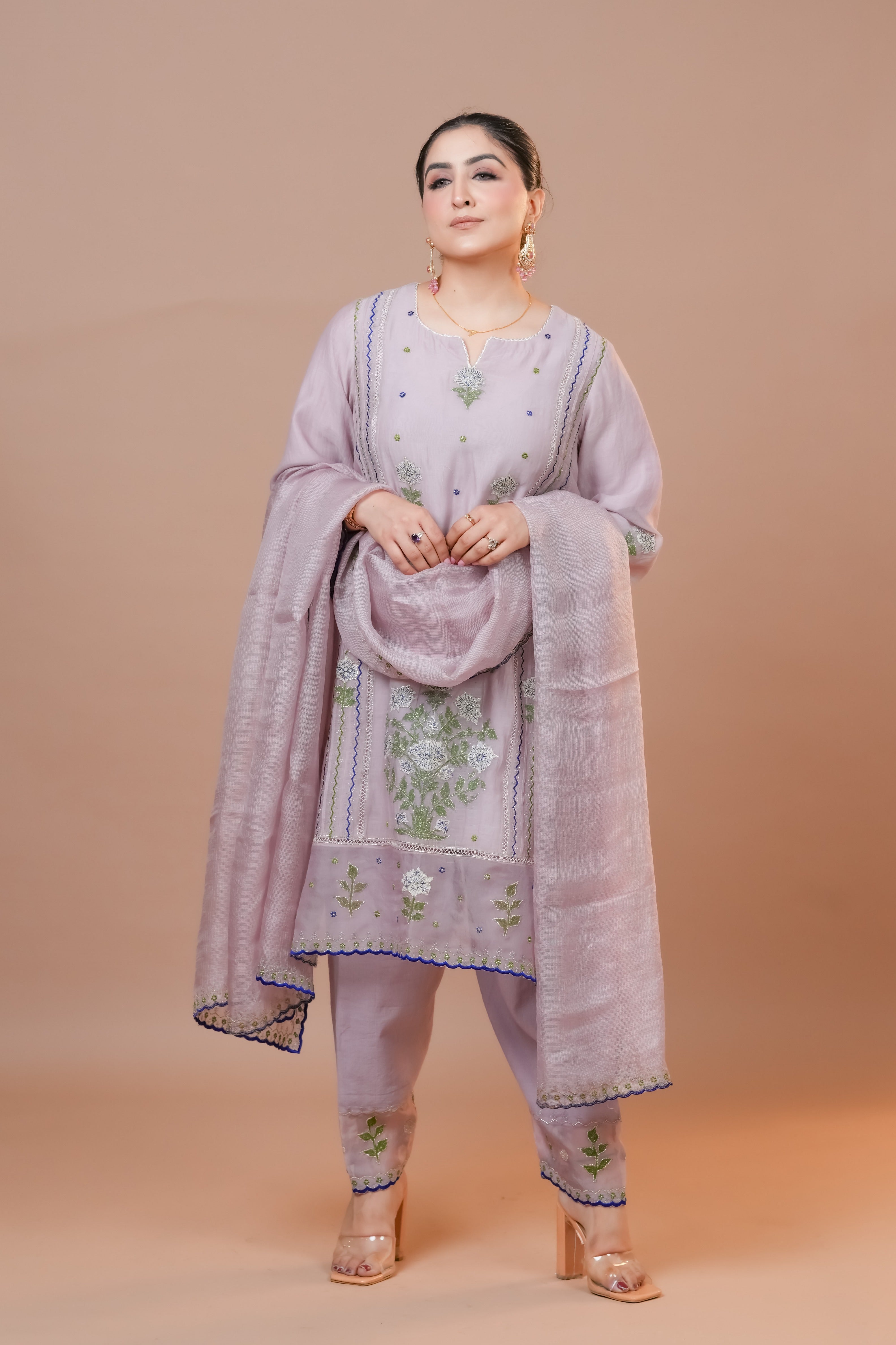 Misty Rose Chanderi Suit