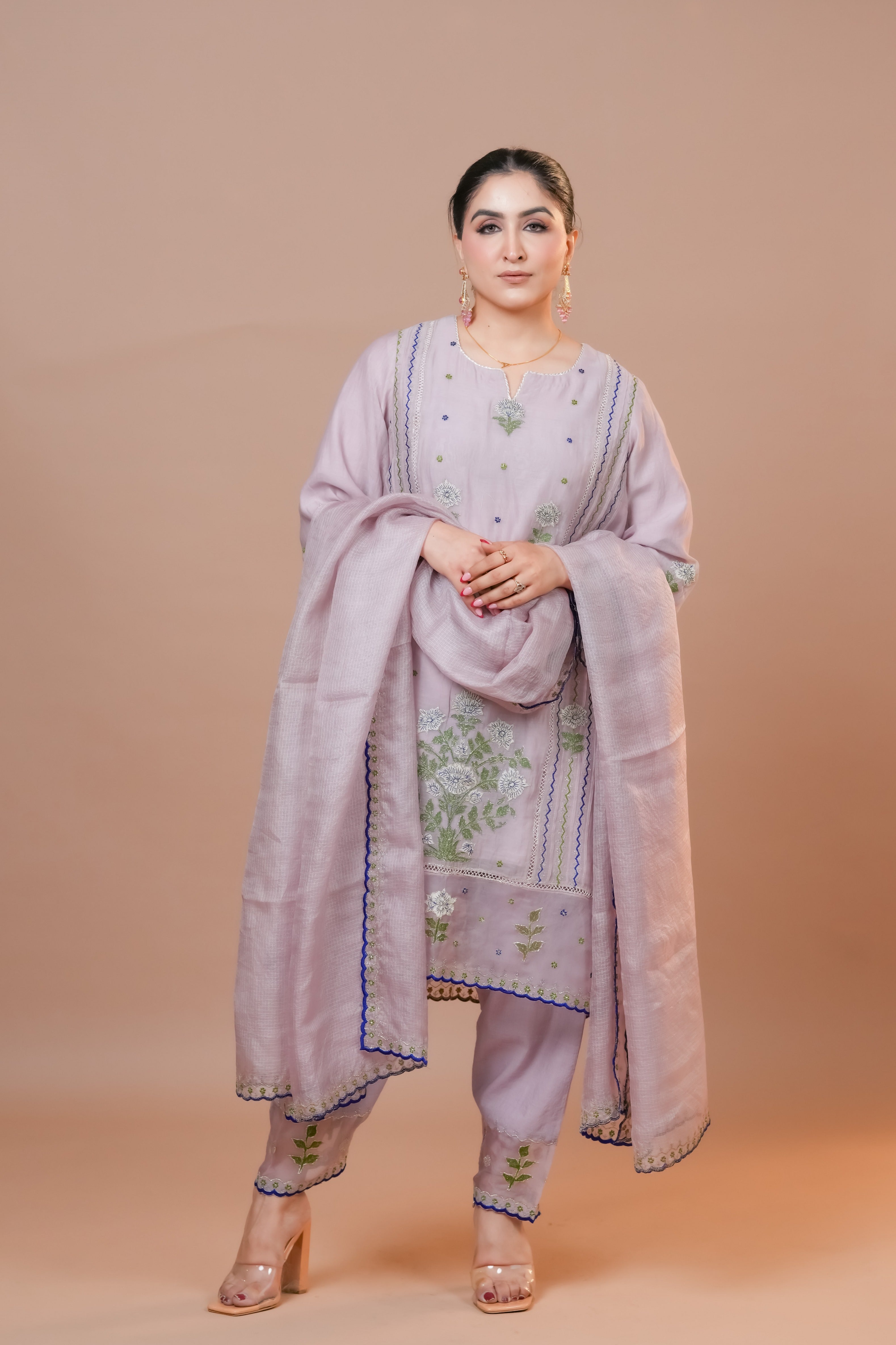 Misty Rose Chanderi Suit