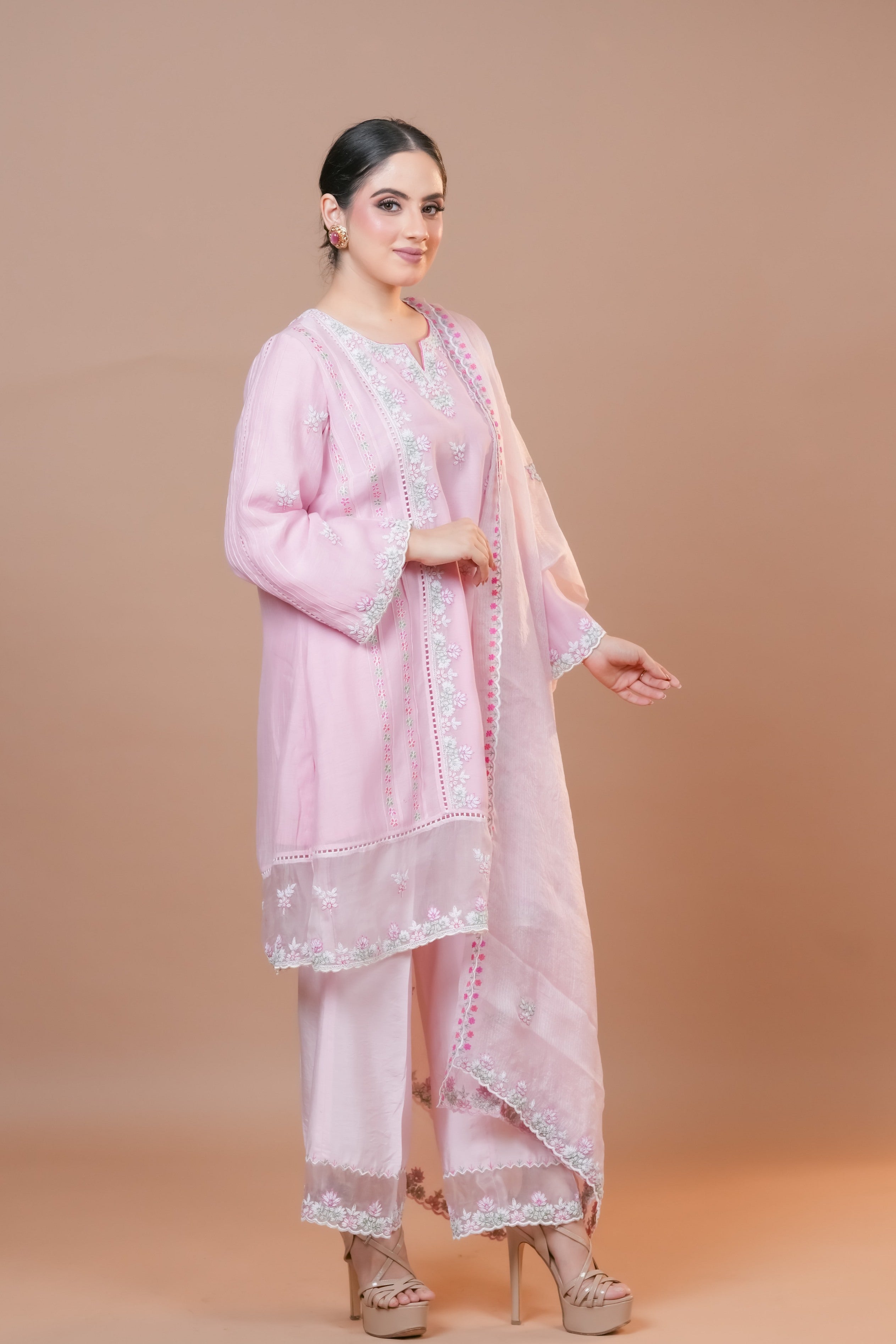 Pink Dogwood Chanderi Suit