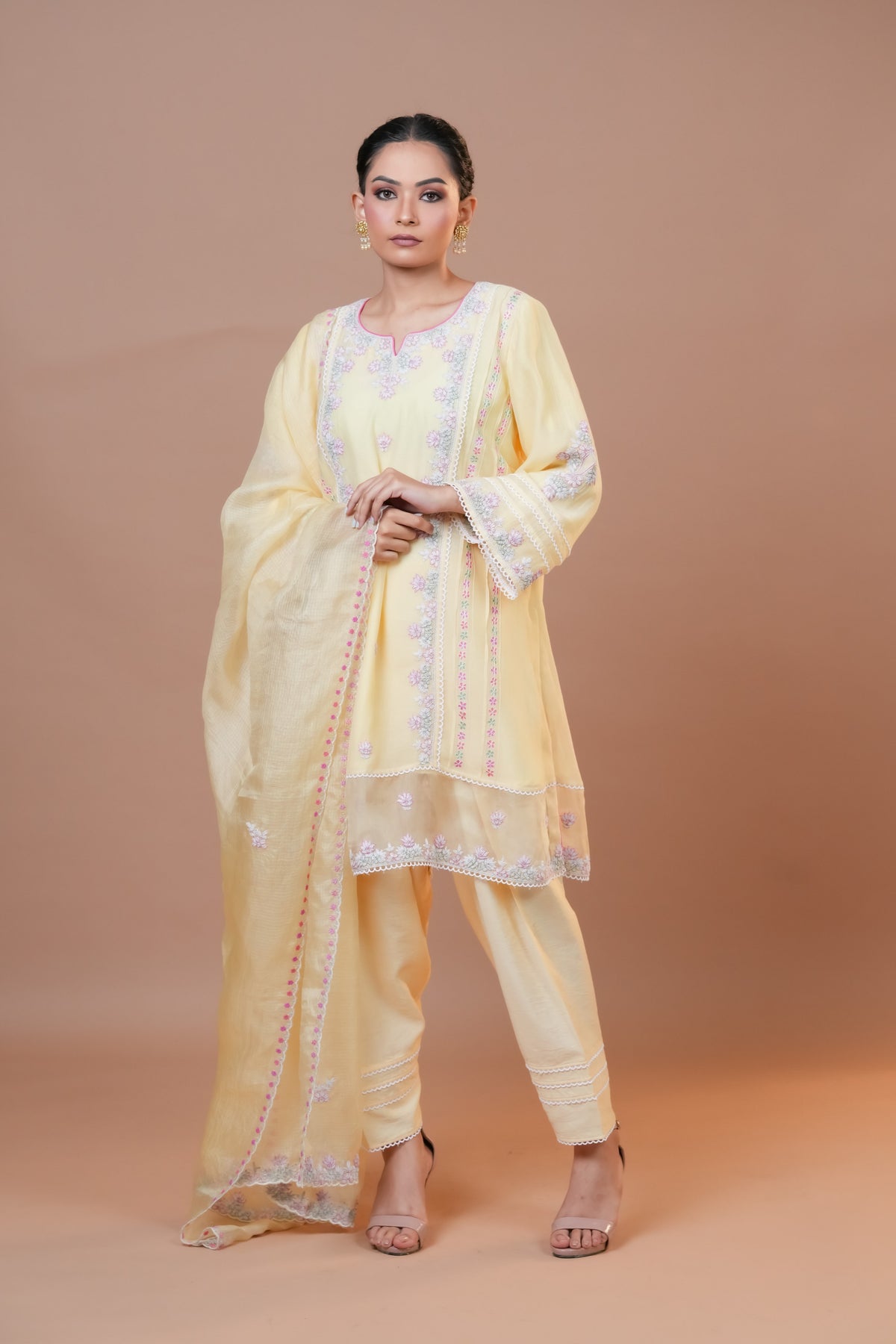 Pastel Yellow Chanderi Suit