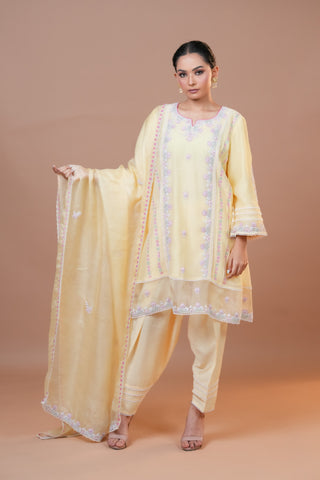 Pastel Yellow Chanderi Suit