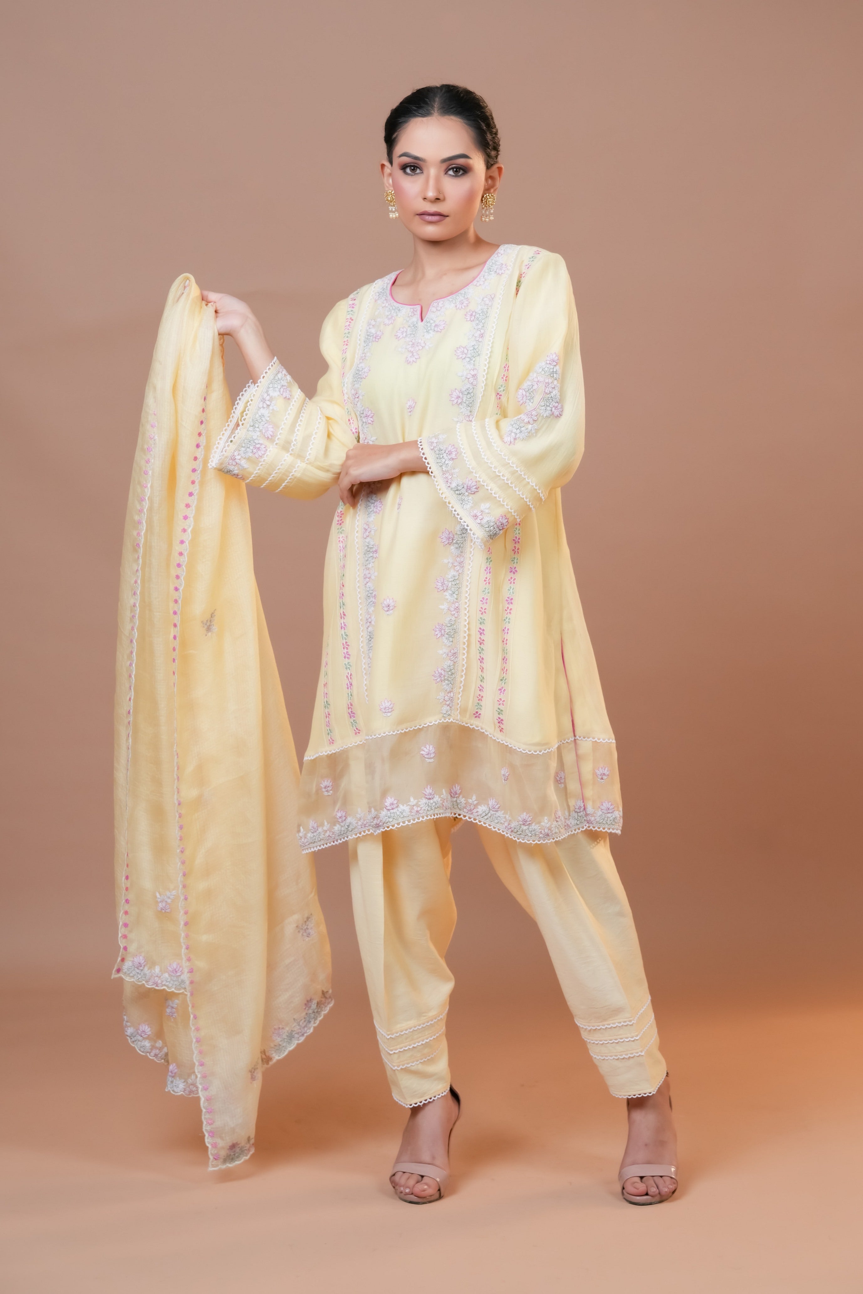 Pastel Yellow Chanderi Suit