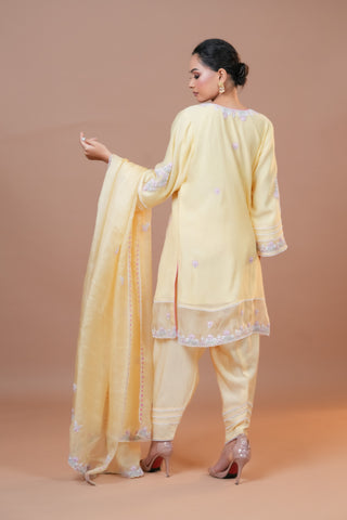 Pastel Yellow Chanderi Suit