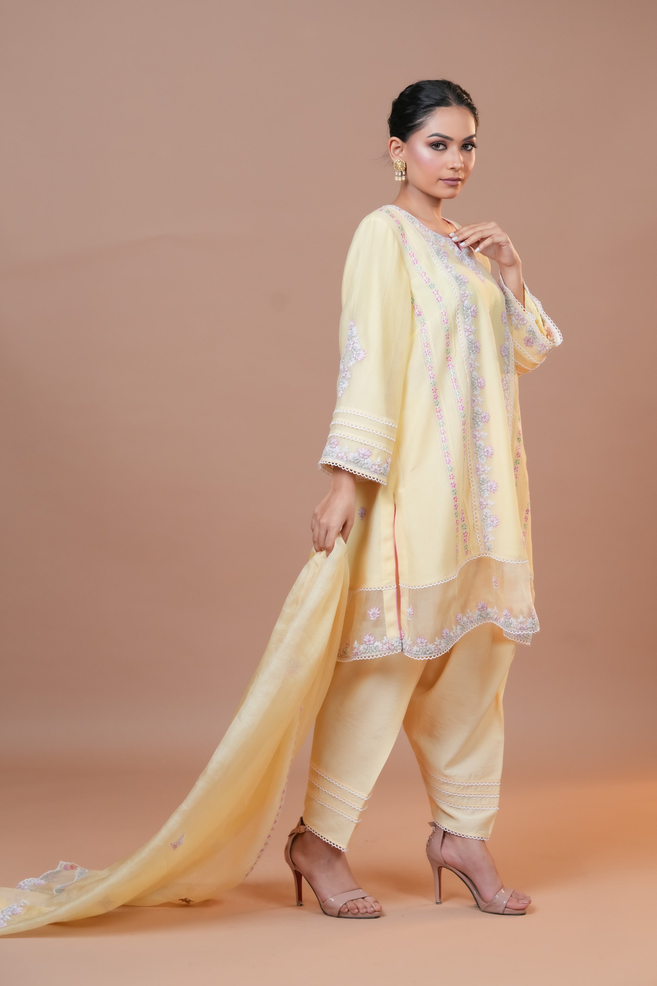 Pastel Yellow Chanderi Suit