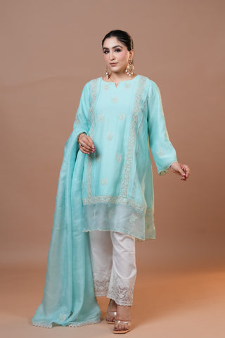 Fair Aqua Mal Chanderi Suit