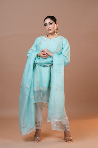 Fair Aqua Mal Chanderi Suit