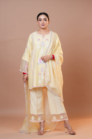 Mal Chanderi Suit Pastel yellow