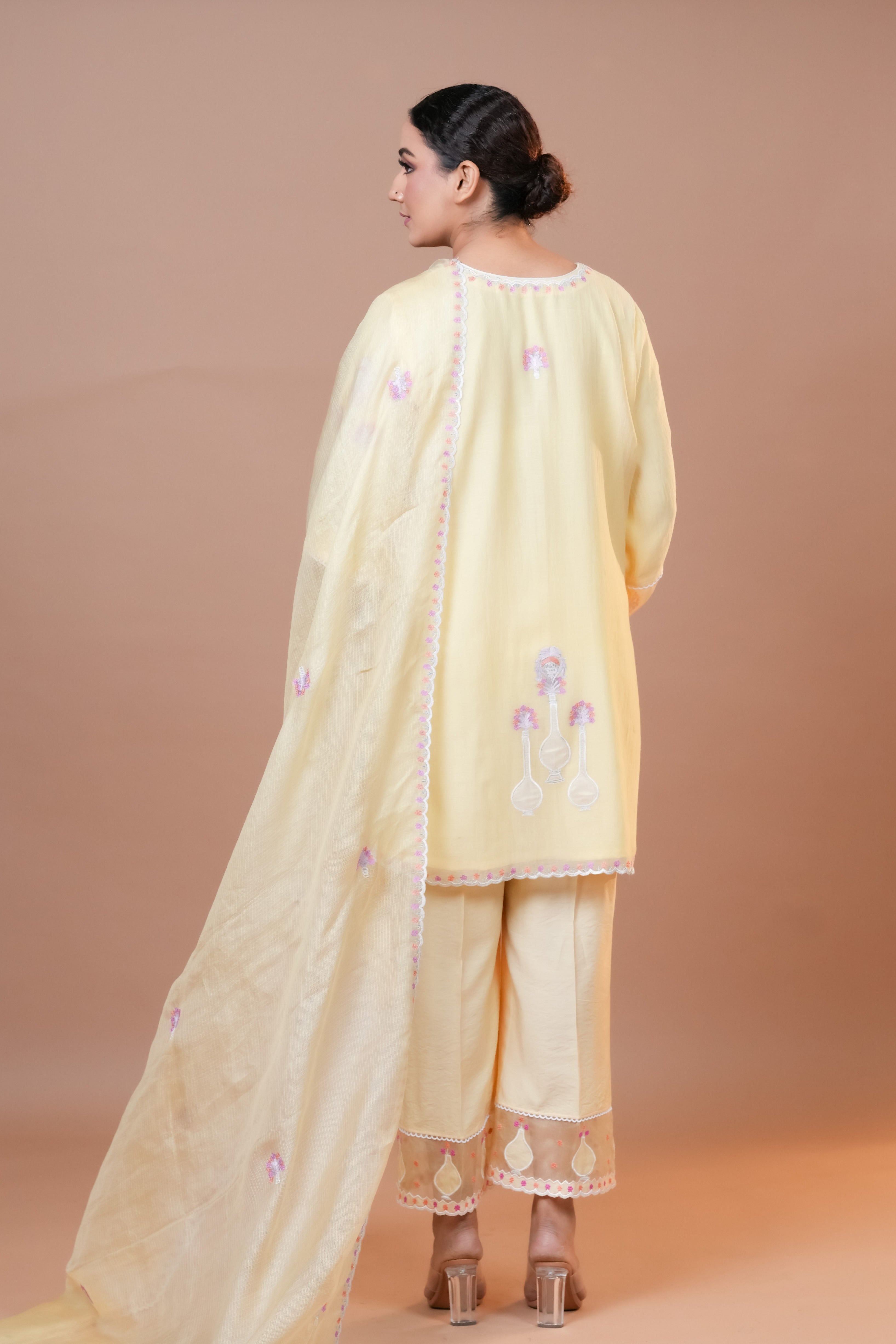 Mal Chanderi Suit Pastel yellow