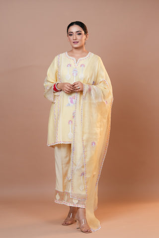 Mal Chanderi Suit Pastel yellow