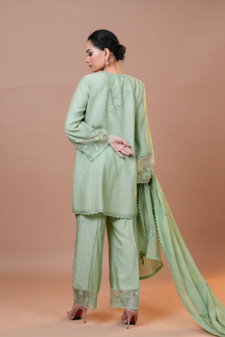 Celadon green Mal Chanderi Suit