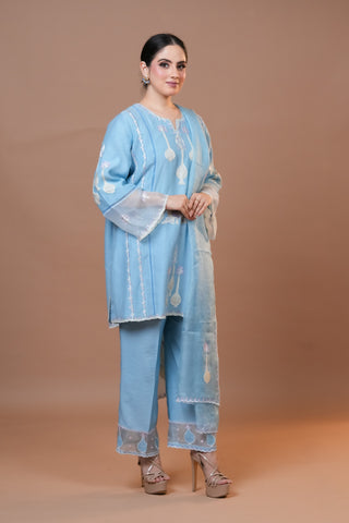 Mal Chanderi Suit Straight blue