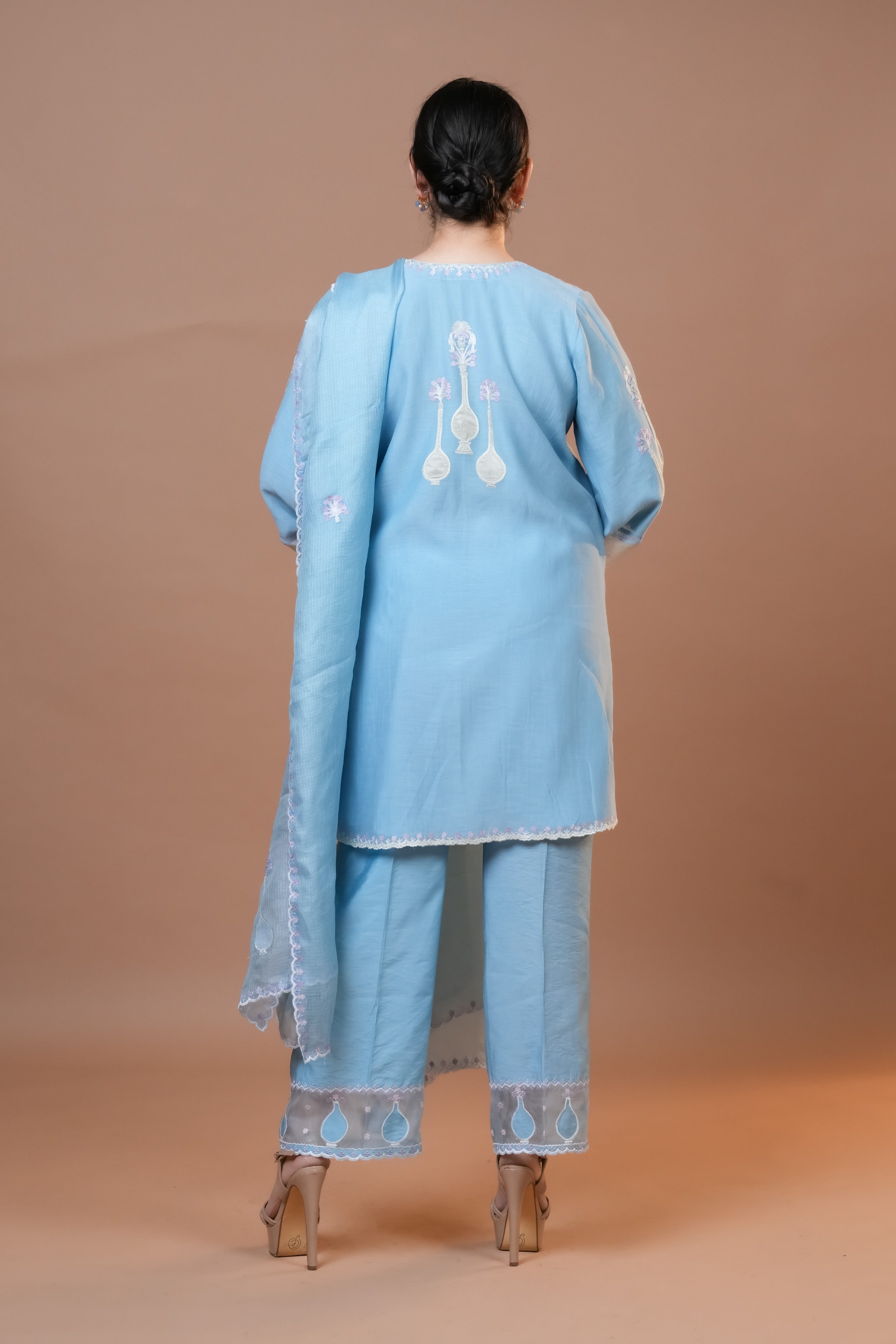 Mal Chanderi Suit Straight blue