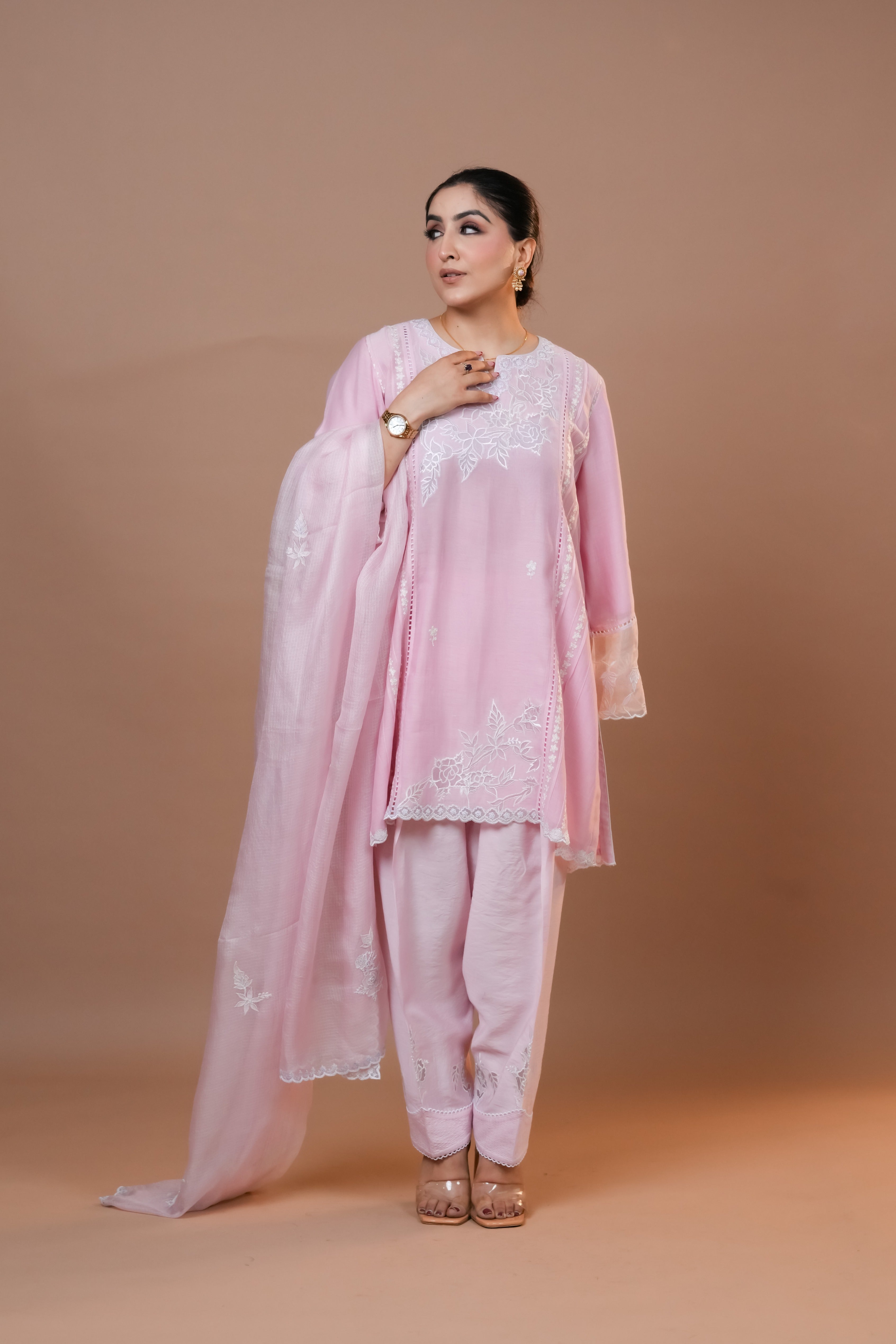 Pink Mal Chanderi Suit