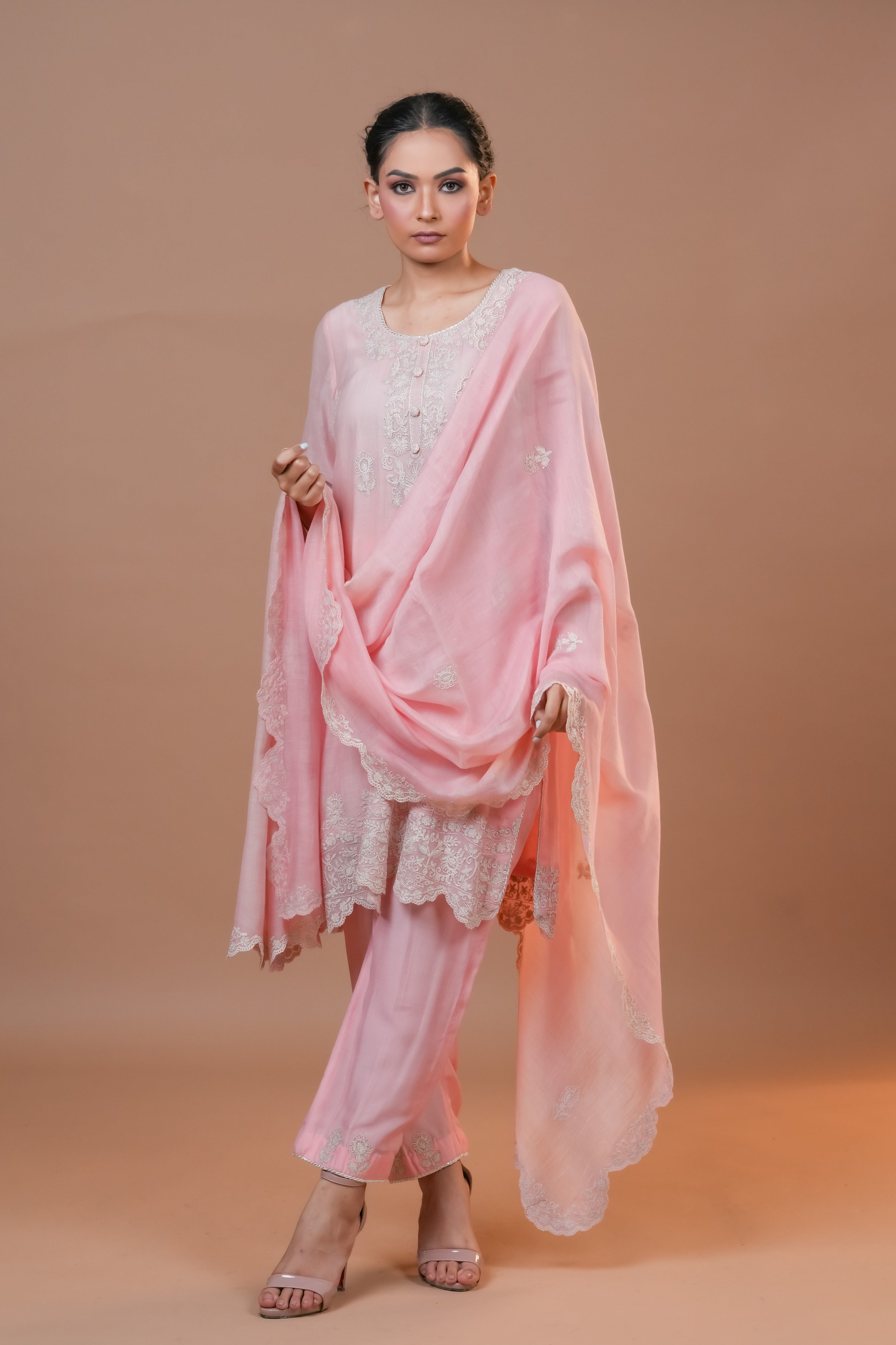 Pink Mal Chanderi Suit