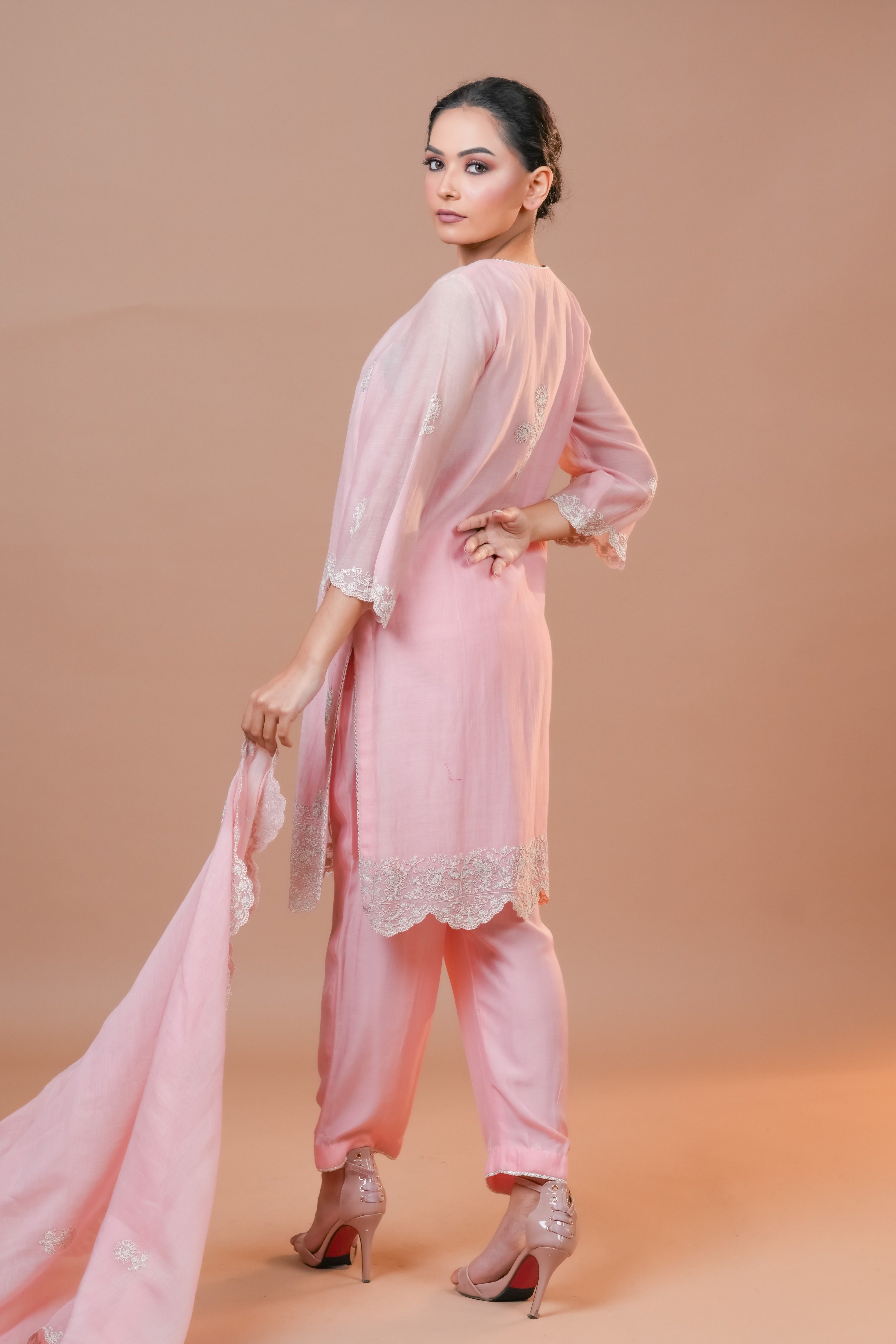 Pink Mal Chanderi Suit