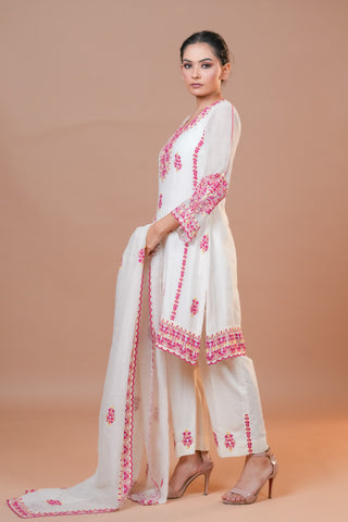 Mal Chanderi Suit Pink Dori work