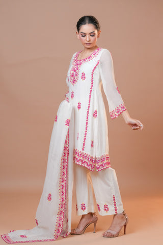 Mal Chanderi Suit Pink Dori work