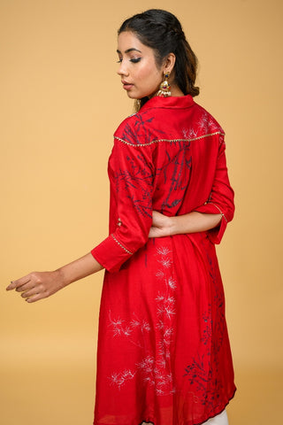 Crimson Chanderi Silk kurta