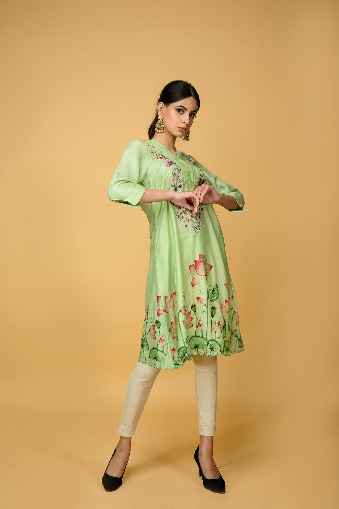 Light Green Chanderi Silk kurta