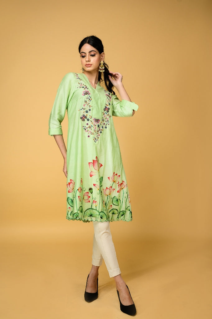 Light Green Chanderi Silk kurta