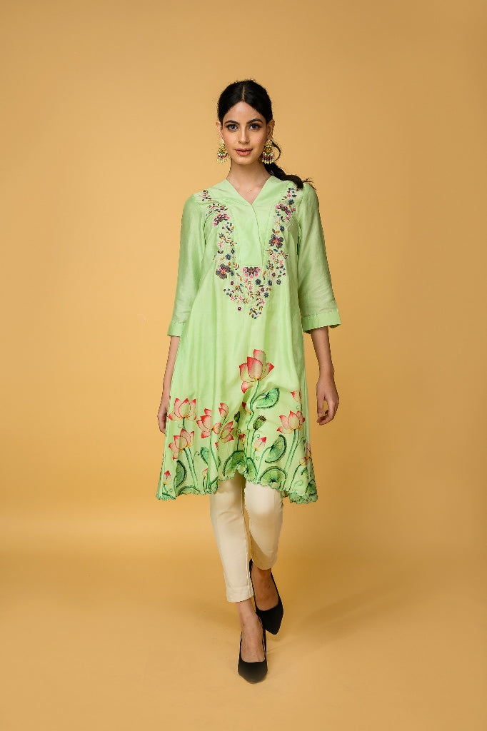 Light Green Chanderi Silk kurta