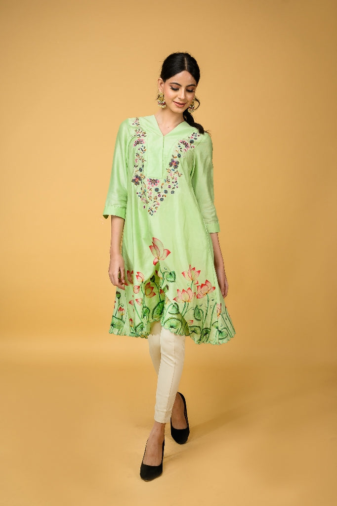 Light Green Chanderi Silk kurta