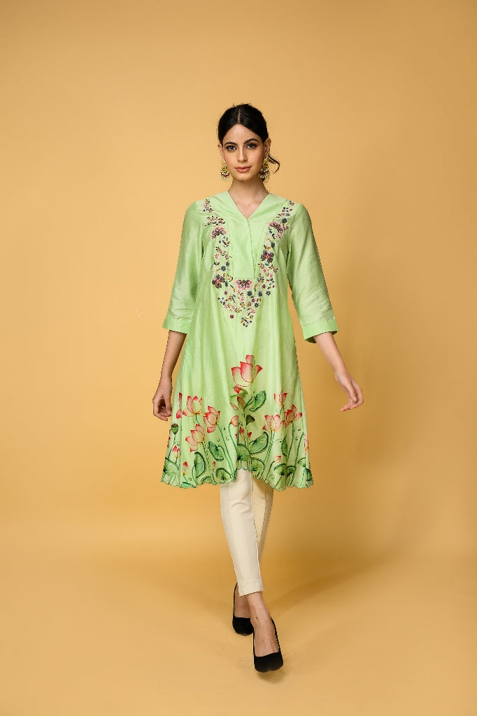 Light Green Chanderi Silk kurta